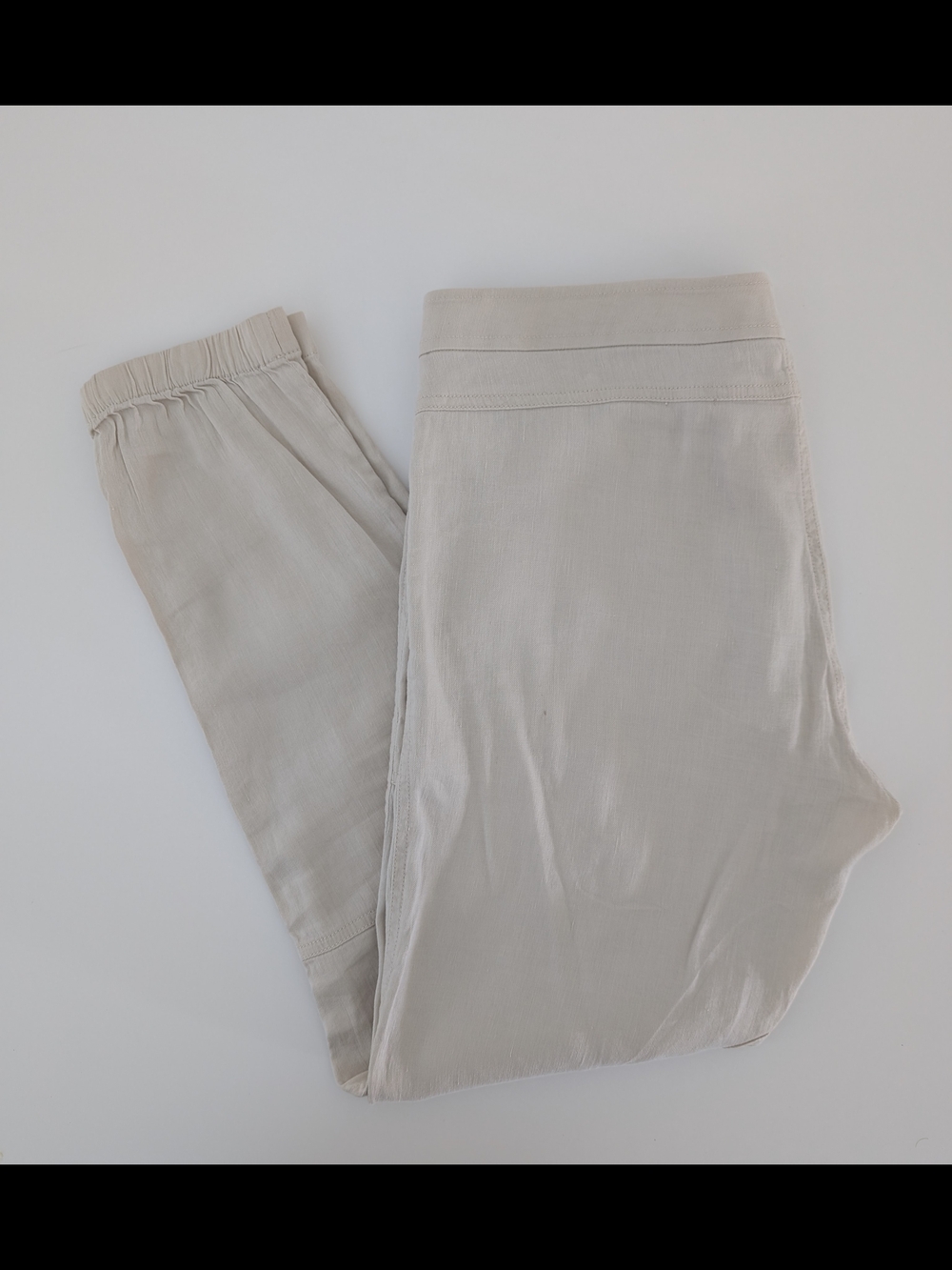 Vince Pants Beige Linen Patchwork Cargo Cuffed Ankles Casual Trousers Women's 10